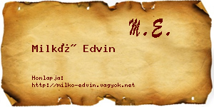 Milkó Edvin névjegykártya